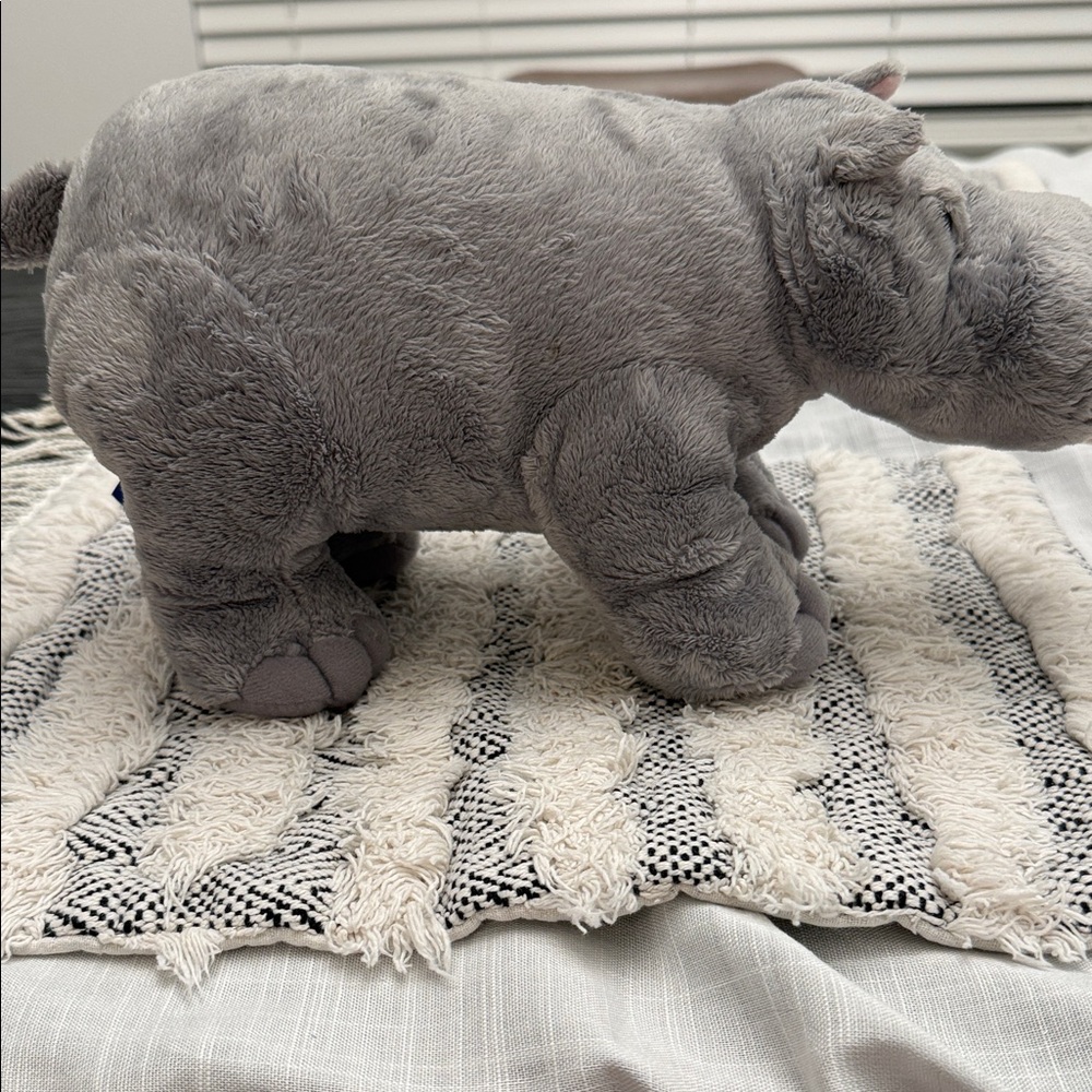 Plush Gray Hippo Stuffed Animal - Soft Cuddly Toy